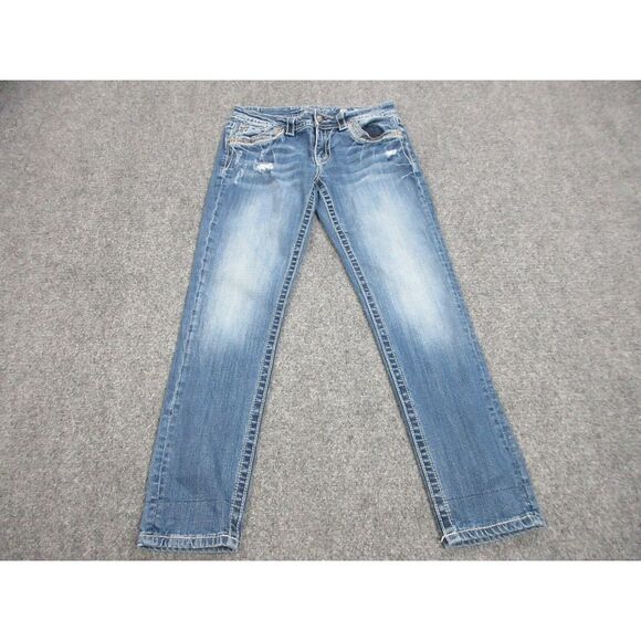 Miss Me Denim - Miss Me Jeans Womens 29 Blue Denim Cuffed‎ Skinny Rhinestone Ladies 29X28